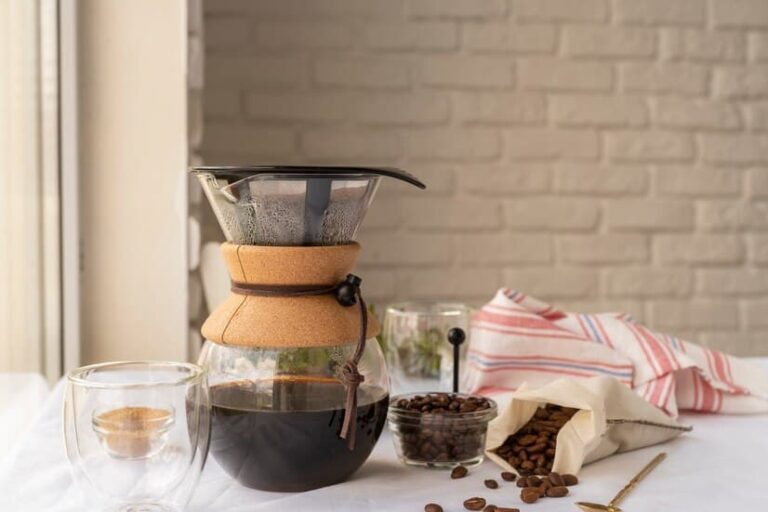 Coffee Maker with Beans on the Table
